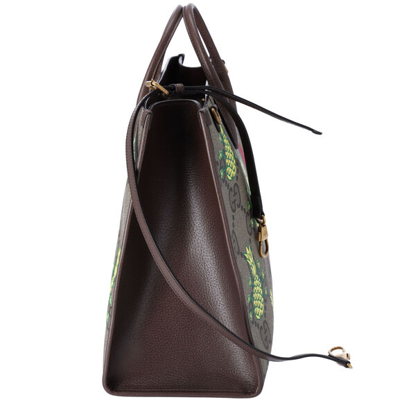 GUCCI Pineapple Tote Bag 659980 Brown Yellow Multi PVC Leather - Picture 2 of 7